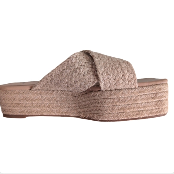 H by Halston Network Cream Crisscross Strap Wedge Espadrille Sandals Size 6.5 - Picture 5 of 9